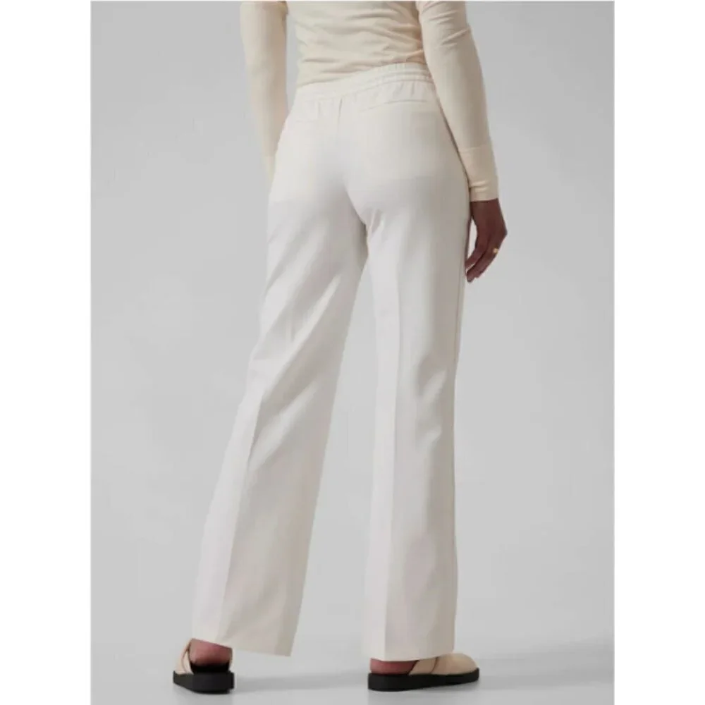 Athleta Endeavor Wide Leg white Women Pant Size 12 Drawstring elastic waist - Picture 2 of 12